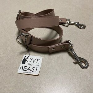 Love thy Beast 100% Pebbled Genuine Leather Dog Leash Mauve OS